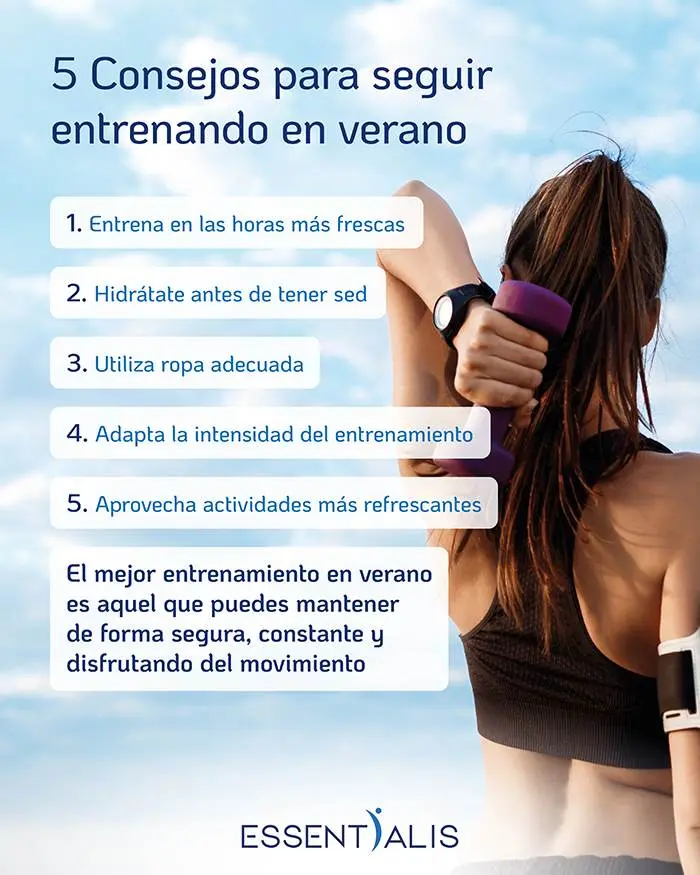 Consejos para entrenar con calor en verano de forma segura, incluyendo hidratación, horarios adecuados y adaptación de la intensidad del ejercicio.