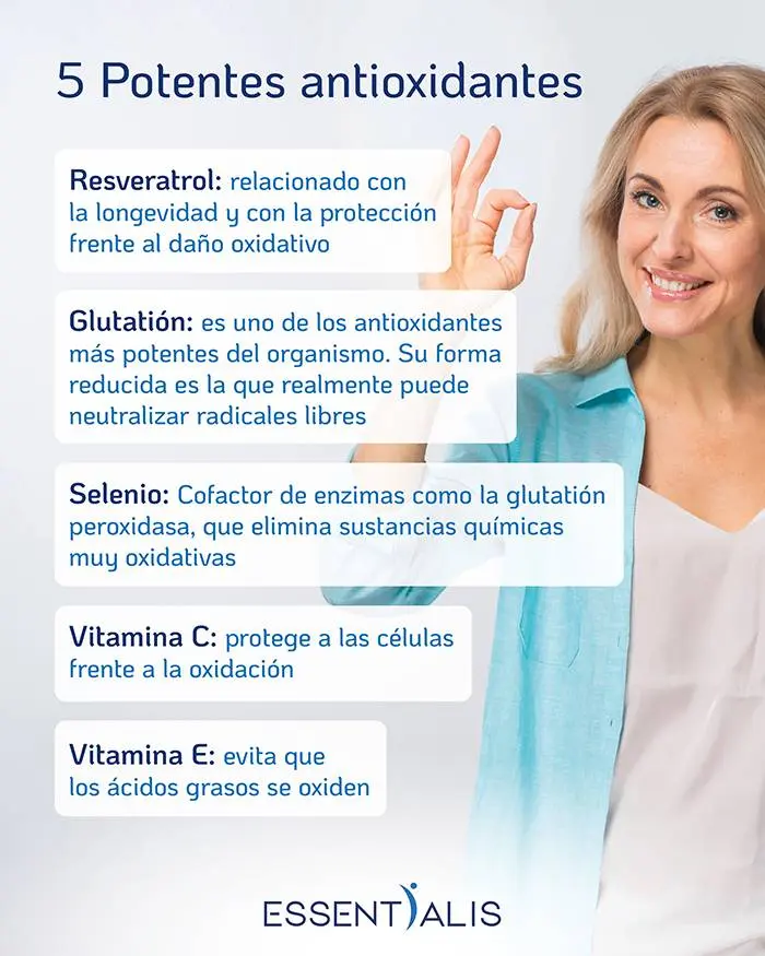 Lista de cinco potentes elementos antioxidantes.